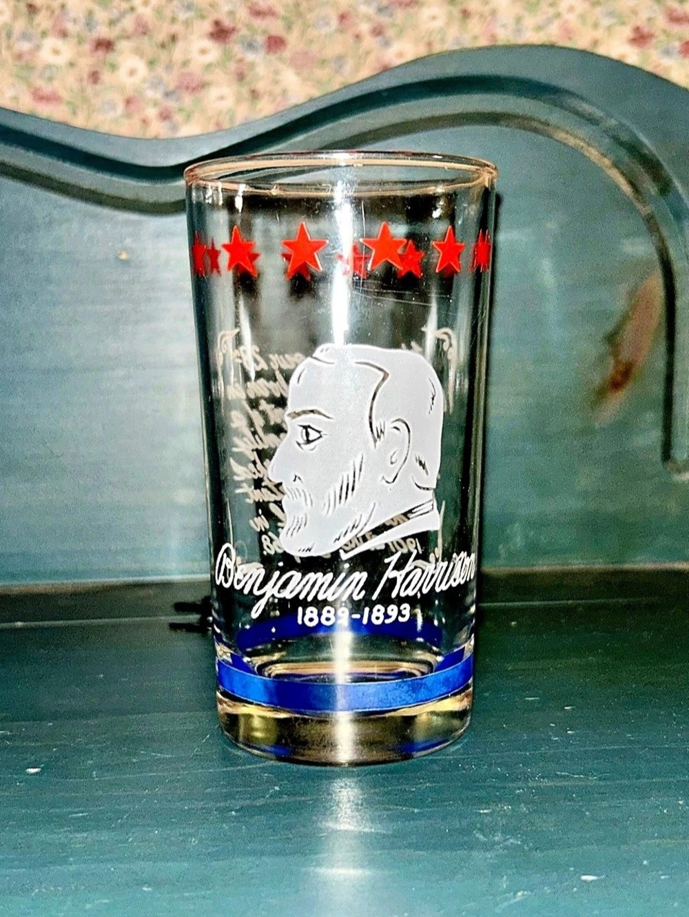 Vintage Benjamin Harrison presidential tumbler